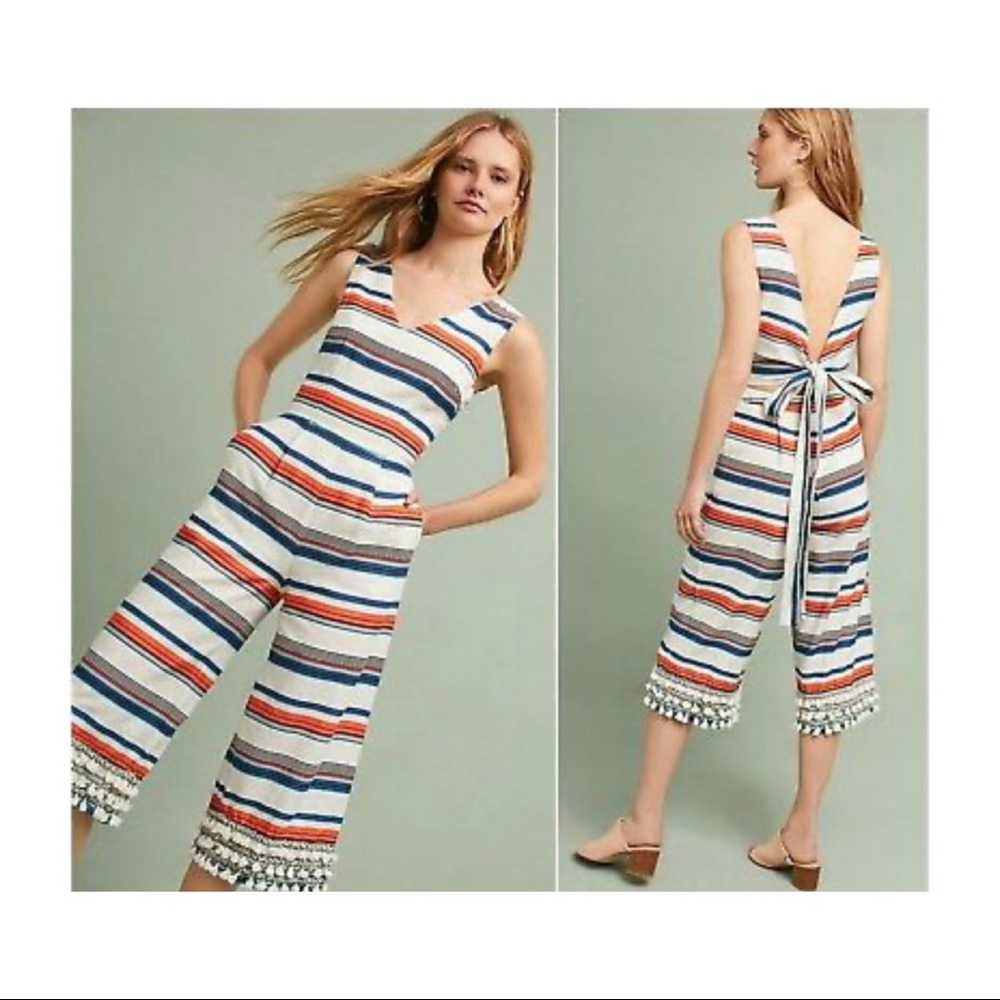 MOON RIVER ANTHROPOLOGIE STRIPED JUMPSUIT